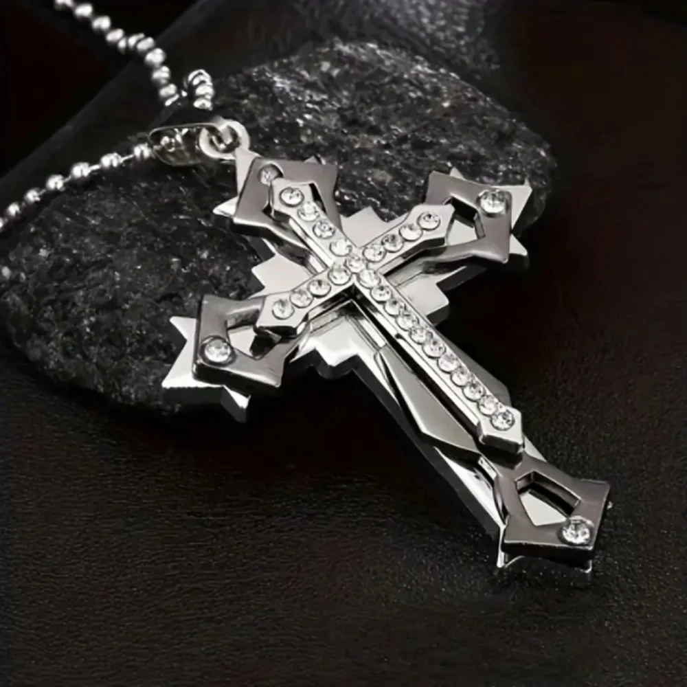 Silver Cross Pendant Chain Necklace
